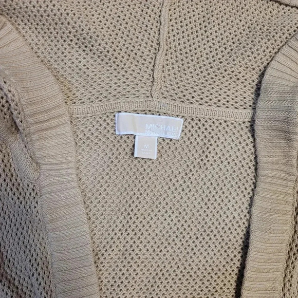 Micheal Kors tan hooded cardigan size M. It has an open from with a hood on - Picture 6 of 9